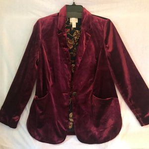Chico's Wine Velvet Jacket